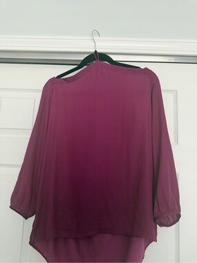 LOFT Plum high neck with tie Blouse